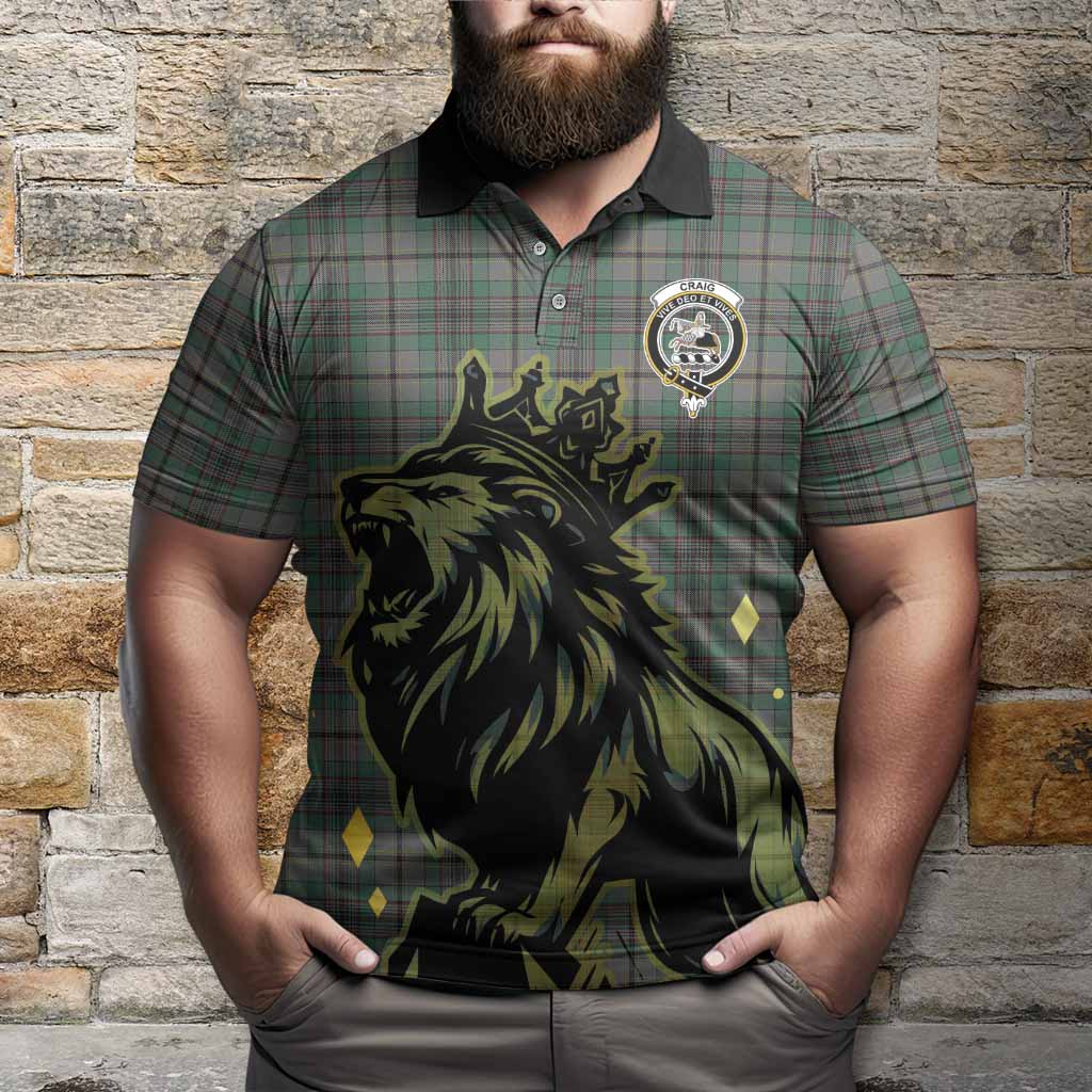 Craig Tartan Family Crest Polo Shirt Crowned Lion Roaring