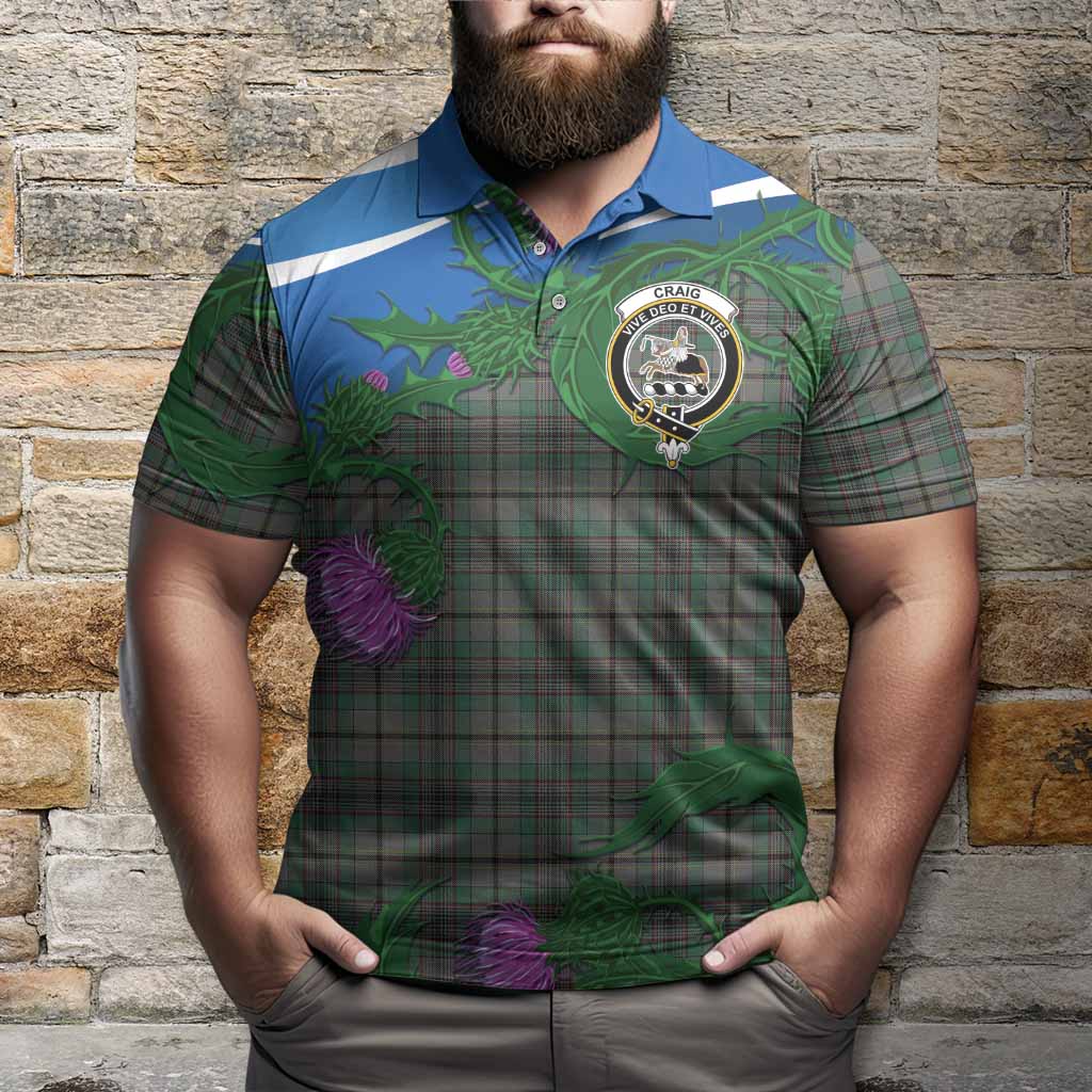Craig Tartan Family Crest Polo Shirt Thistle in Minimalism