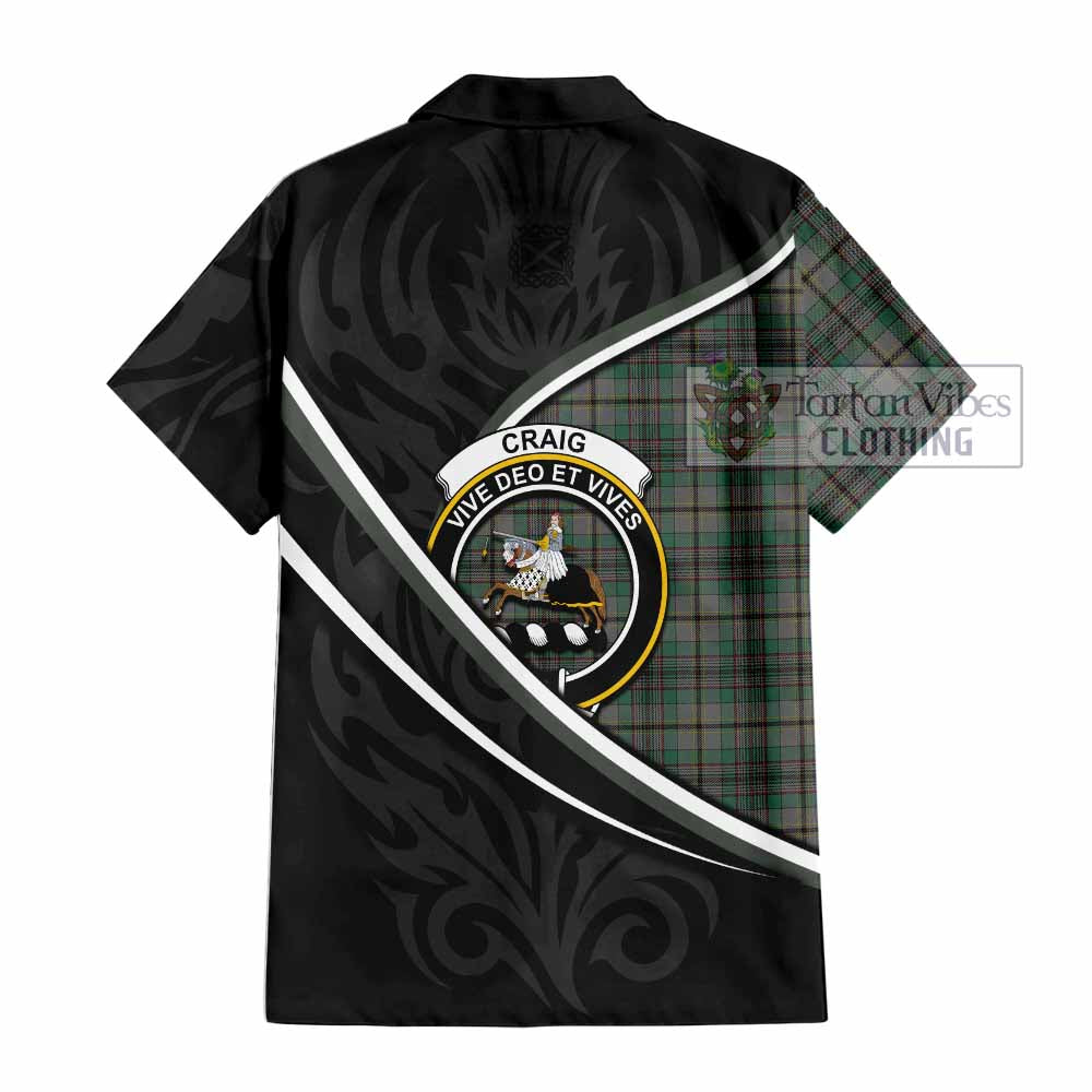 Craig Tartan Family Crest Short Sleeve Button Shirt Celtic Scottish Thistle Floral - Tartan Vibes Clothing