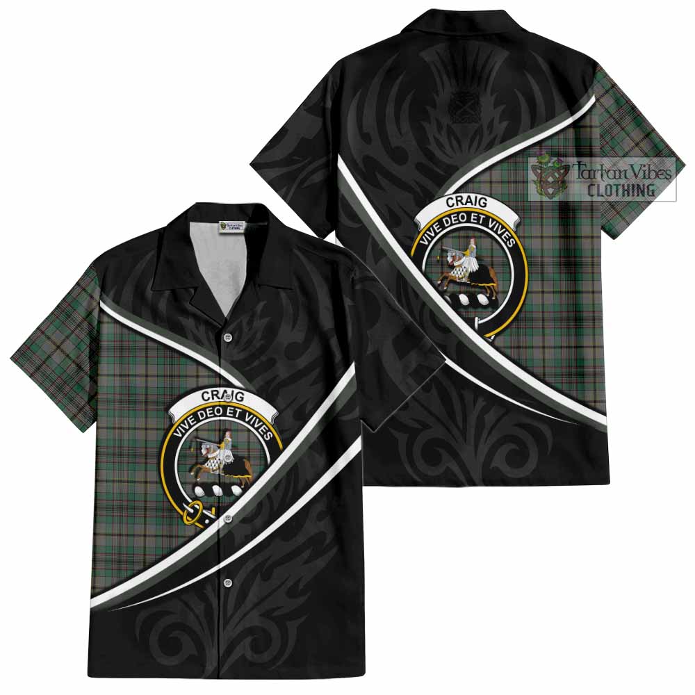 Craig Tartan Family Crest Short Sleeve Button Shirt Celtic Scottish Thistle Floral - Tartan Vibes Clothing