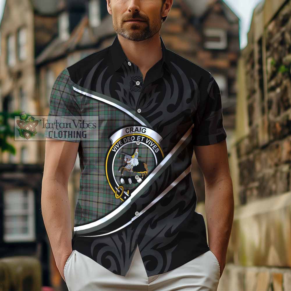 Craig Tartan Family Crest Short Sleeve Button Shirt Celtic Scottish Thistle Floral - Tartan Vibes Clothing