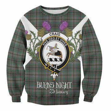 Craig Tartan Family Crest Sweatshirt Scottish Burns Night Thistle Floral