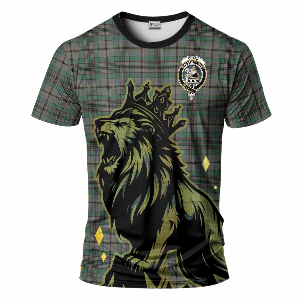 Craig Tartan Family Crest T-Shirt Crowned Lion Roaring