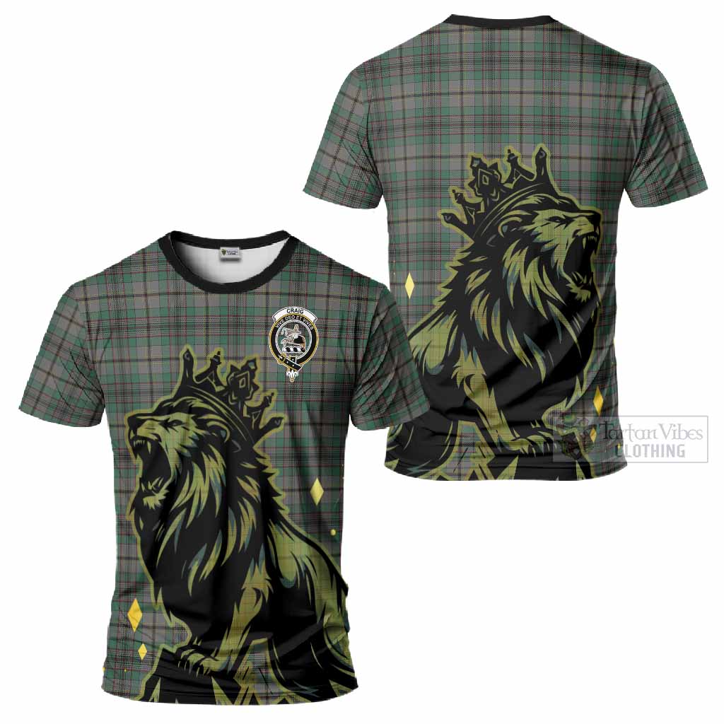 Craig Tartan Family Crest T-Shirt Crowned Lion Roaring