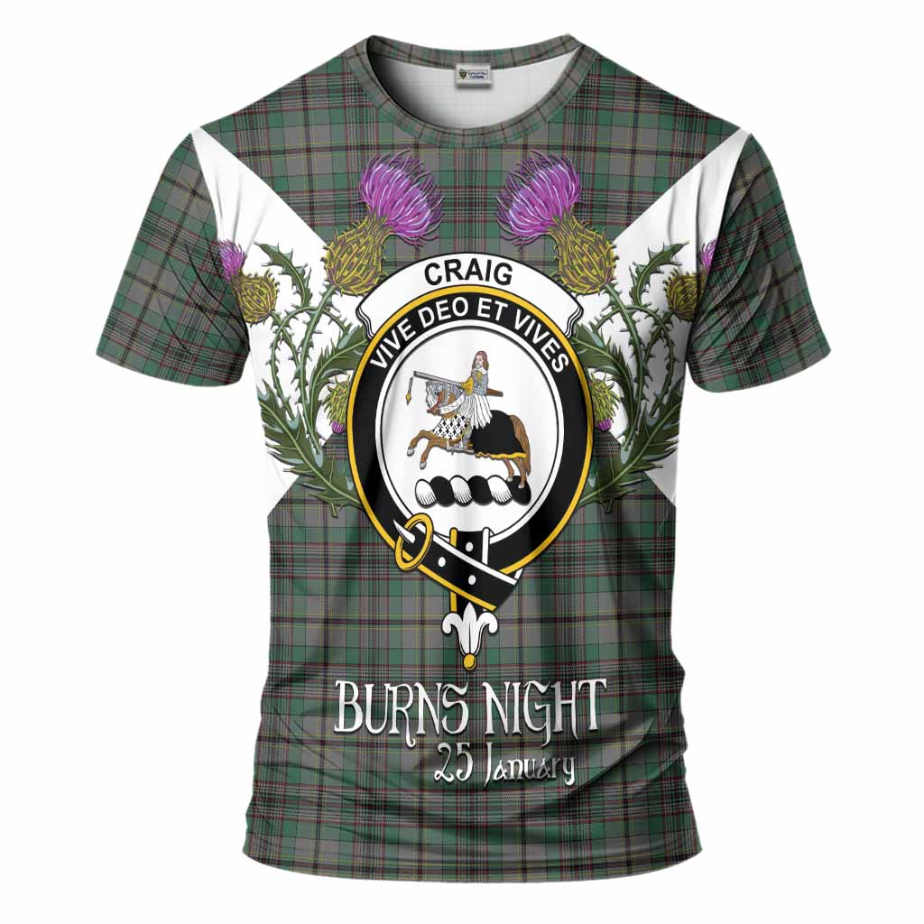 Craig Tartan Family Crest T-Shirt Scottish Burns Night Thistle Floral
