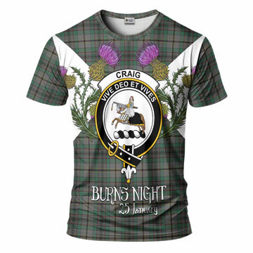 Craig Tartan Family Crest T-Shirt Scottish Burns Night Thistle Floral
