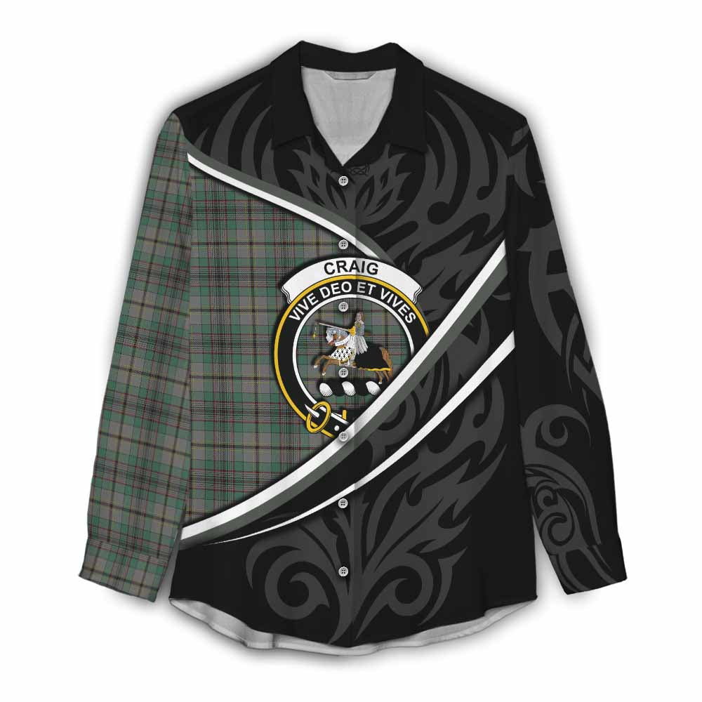 Craig Tartan Family Crest Women Casual Shirt Celtic Scottish Thistle Floral - Tartan Vibes Clothing