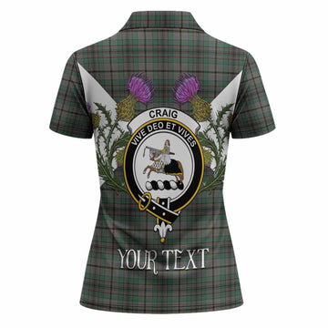 Craig Tartan Family Crest Women Polo Shirt Scottish Burns Night Thistle Floral