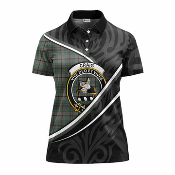 Craig Tartan Family Crest Women's Polo Shirt Celtic Scottish Thistle Floral
