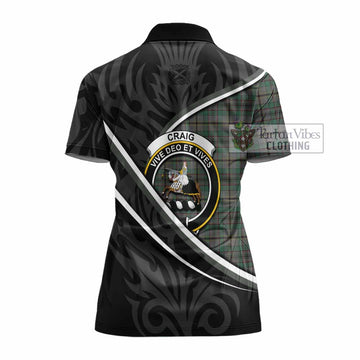 Craig Tartan Family Crest Women's Polo Shirt Celtic Scottish Thistle Floral