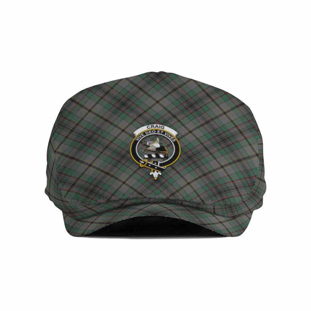 Craig Tartan Flat Cap, Jeff Cap Cross Style with Family Crest - Tartan Vibes Clothing