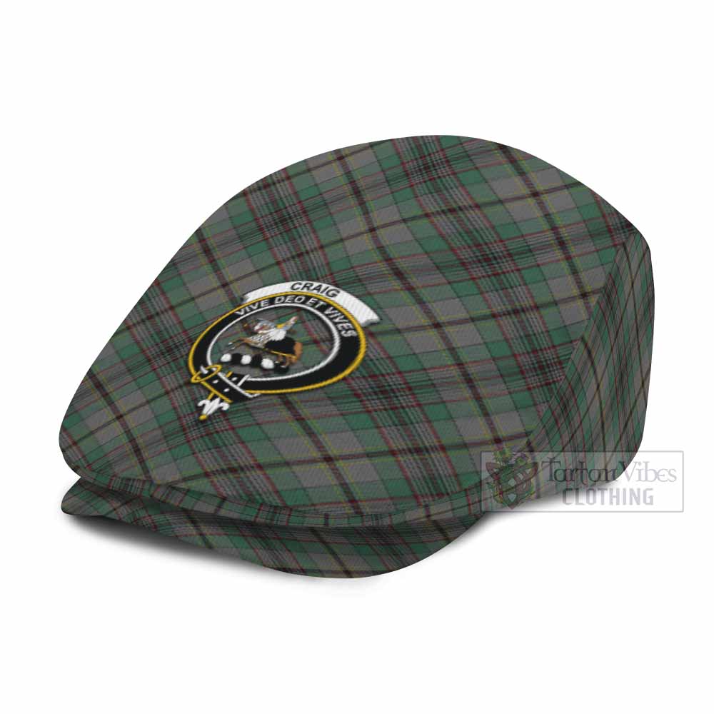 Craig Tartan Flat Cap, Jeff Cap Cross Style with Family Crest - Tartan Vibes Clothing