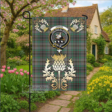 Craig Tartan Garden Flag with Golden Regal Scottish Thistle Emblem
