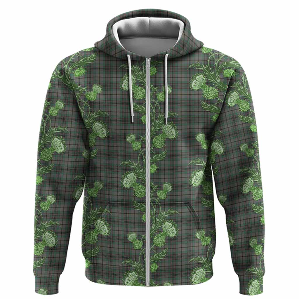 Craig Tartan Hoodie Seamless Scottish Thistle Flowers