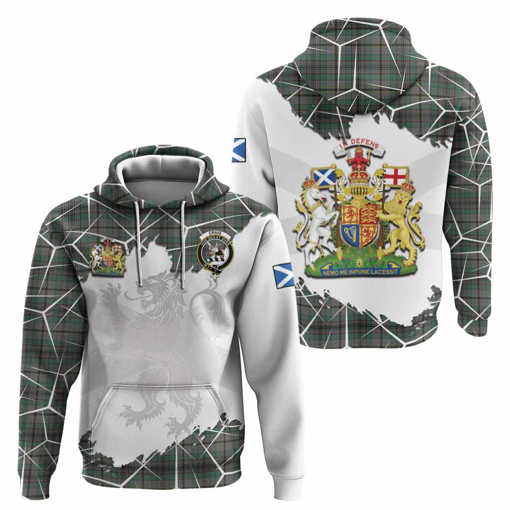 Craig Tartan Hoodie with Family Crest and Lion Rampant Grunge Style