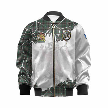 Craig Tartan Kid Bomber Jacket with Family Crest and Lion Rampant Grunge Style