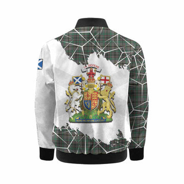 Craig Tartan Kid Bomber Jacket with Family Crest and Lion Rampant Grunge Style