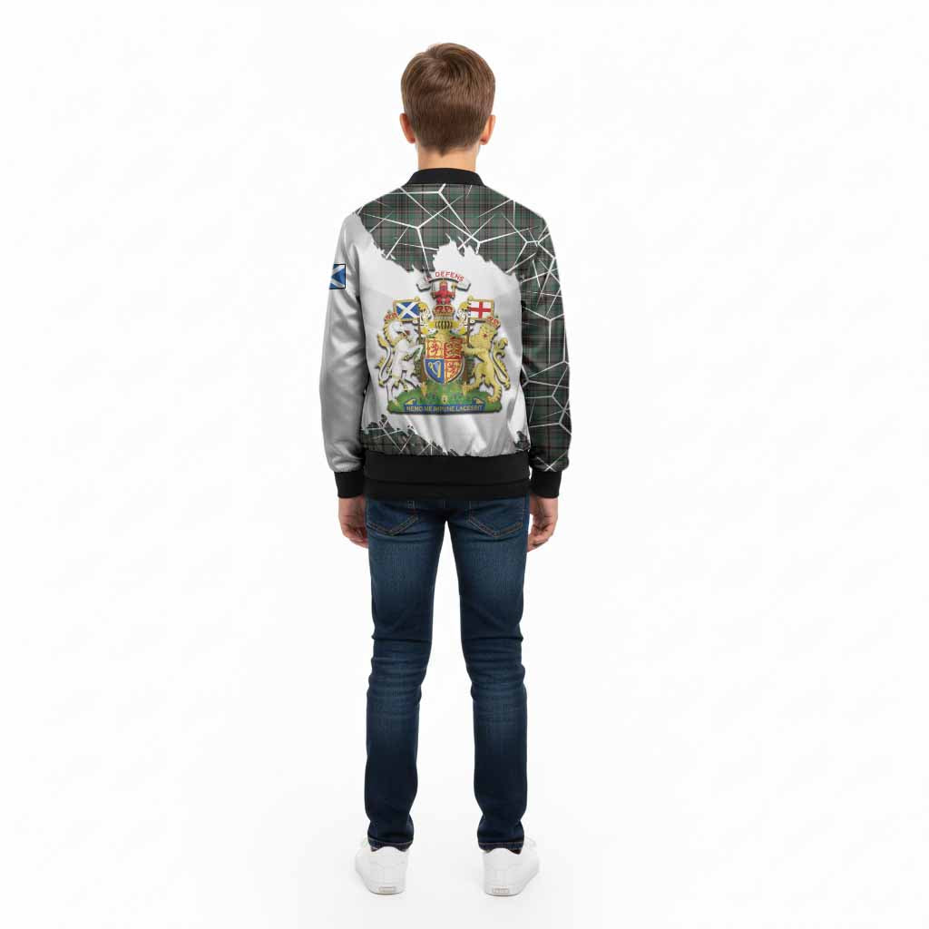 Craig Tartan Kid Bomber Jacket with Family Crest and Lion Rampant Grunge Style