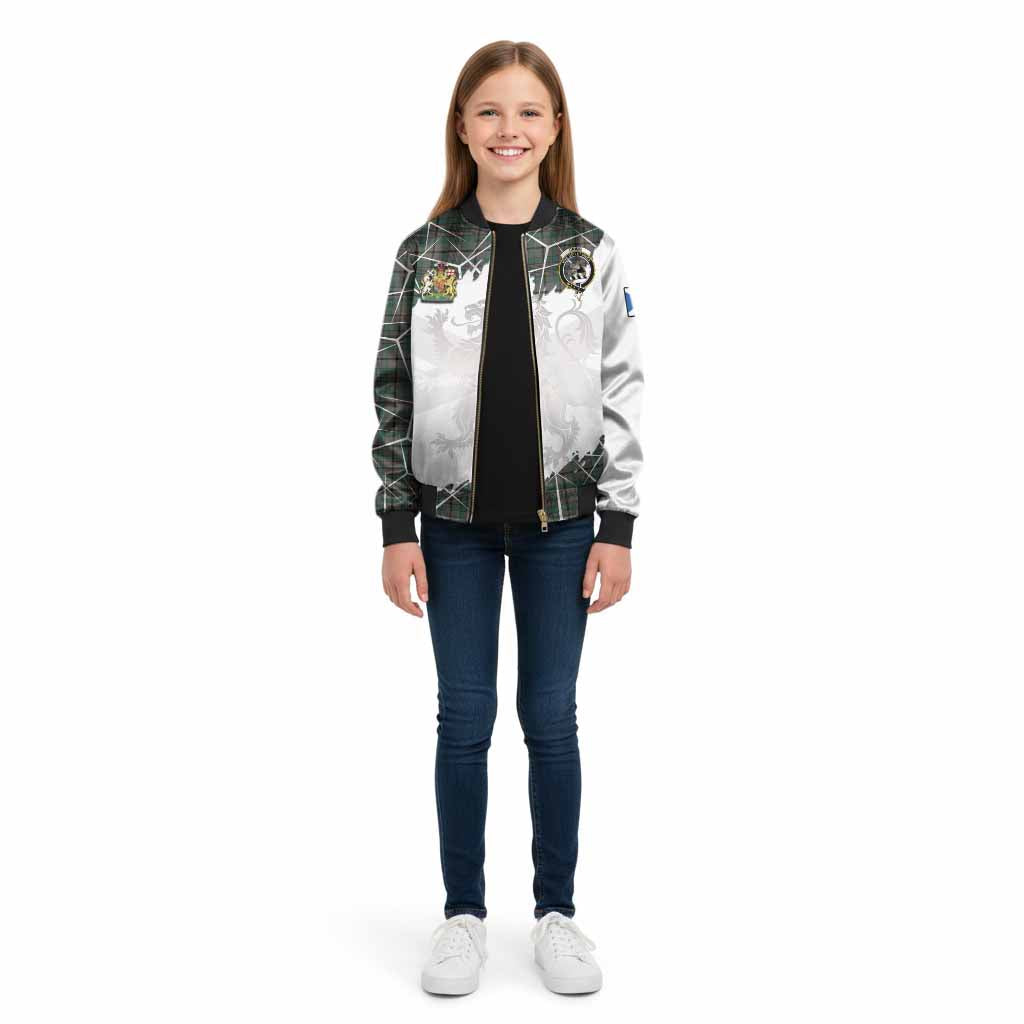 Craig Tartan Kid Bomber Jacket with Family Crest and Lion Rampant Grunge Style