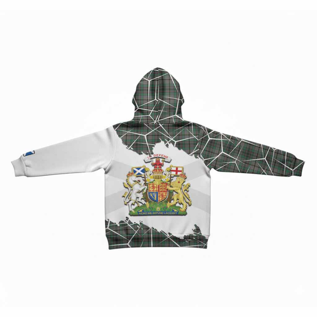 Craig Tartan Kid Hoodie with Family Crest and Lion Rampant Grunge Style