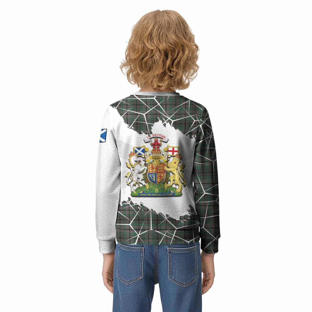 Craig Tartan Kid Knitted Sweatshirt with Family Crest and Lion Rampant Grunge Style