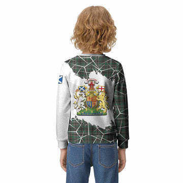 Craig Tartan Kid Knitted Sweatshirt with Family Crest and Lion Rampant Grunge Style