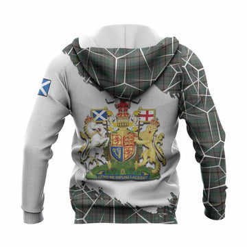Craig Tartan Knitted Hoodie with Family Crest and Lion Rampant Grunge Style