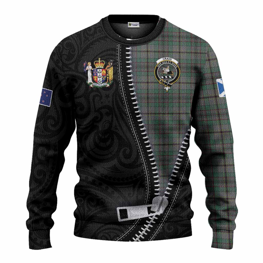 Craig Tartan Knitted Sweater New Zealand Pattern Unique Zipper Stylized