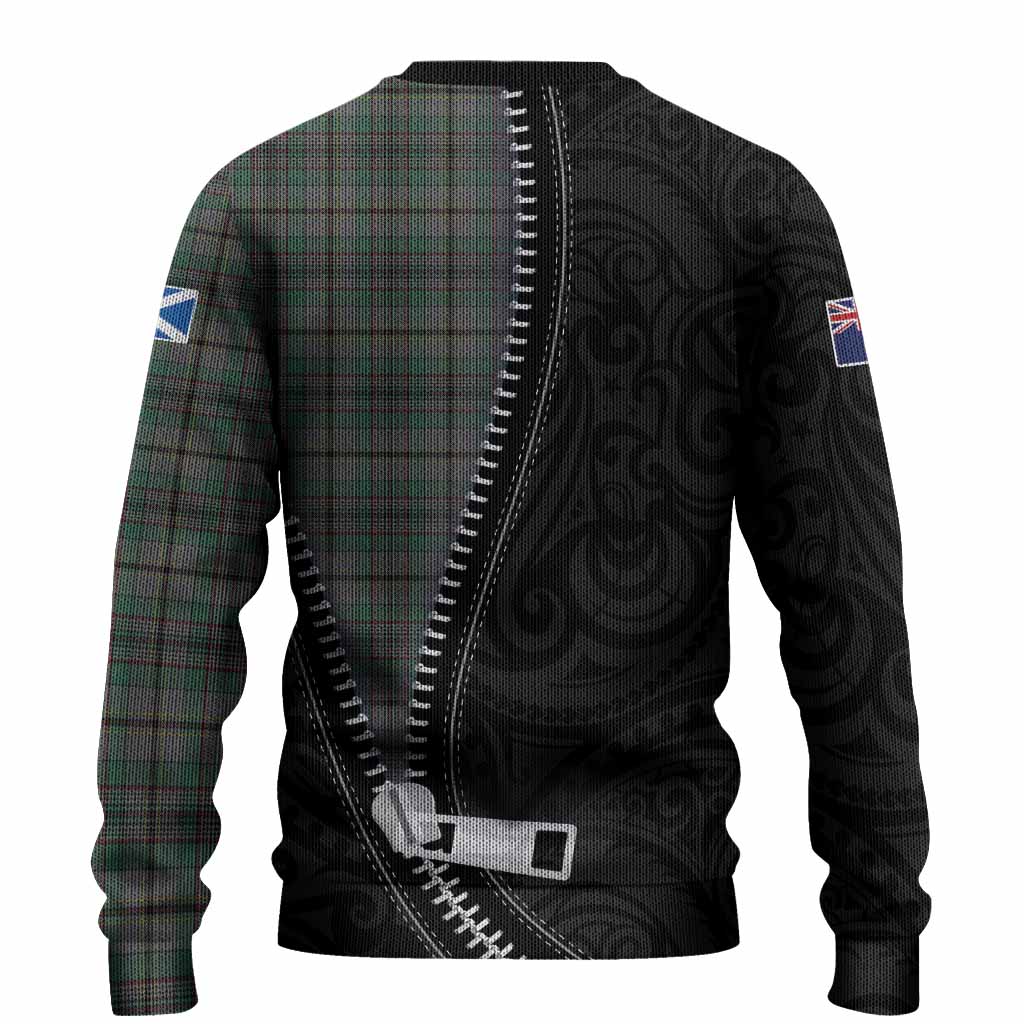 Craig Tartan Knitted Sweater New Zealand Pattern Unique Zipper Stylized