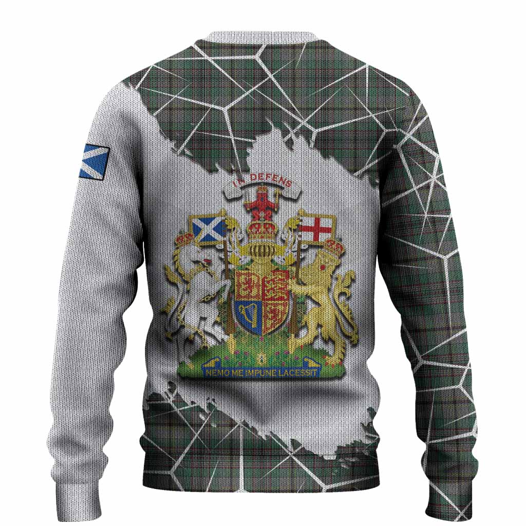 Craig Tartan Knitted Sweater with Family Crest and Lion Rampant Grunge Style
