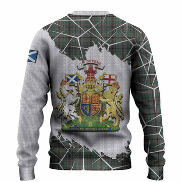 Craig Tartan Knitted Sweater with Family Crest and Lion Rampant Grunge Style
