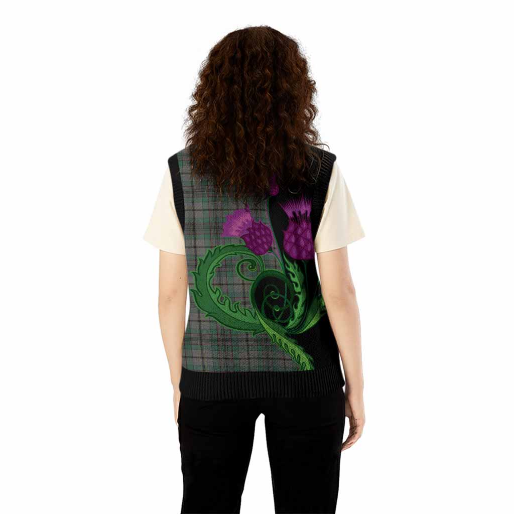 Craig Tartan Knitted V-Neck Vest Traditional Scottish Thistle