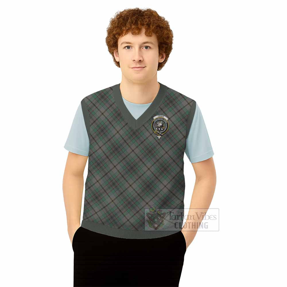 Craig Tartan Knitted V-Neck Vest with Family Crest Cross Style