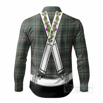 Craig Tartan Lederhosen Costume Long Sleeve Button Shirts Scotland Thistle Floral