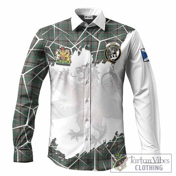 Craig Tartan Long Sleeve Button Shirts with Family Crest and Lion Rampant Grunge Style