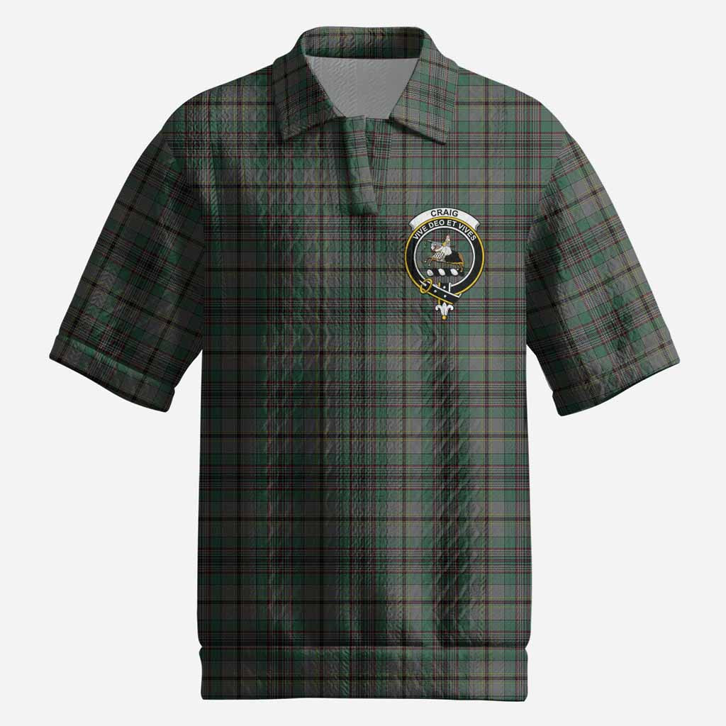 Craig Tartan Men’s Polo Sweater Top with Family Crest