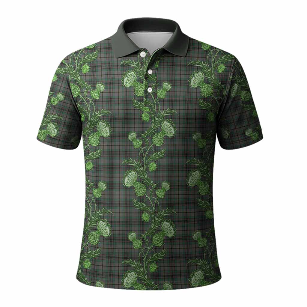 Craig Tartan Polo Shirt Seamless Scottish Thistle Flowers