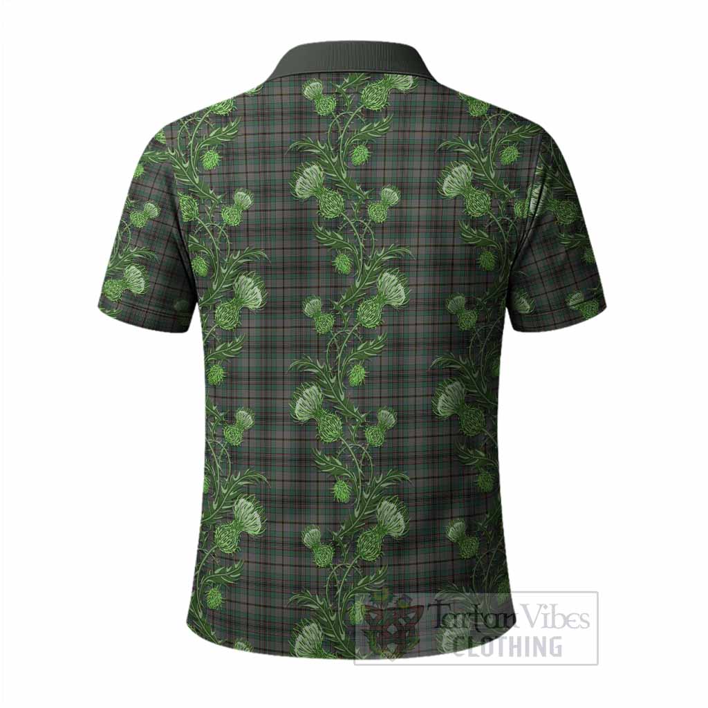 Craig Tartan Polo Shirt Seamless Scottish Thistle Flowers