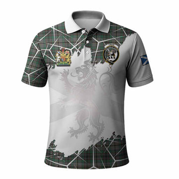 Craig Tartan Polo Shirt with Family Crest and Lion Rampant Grunge Style