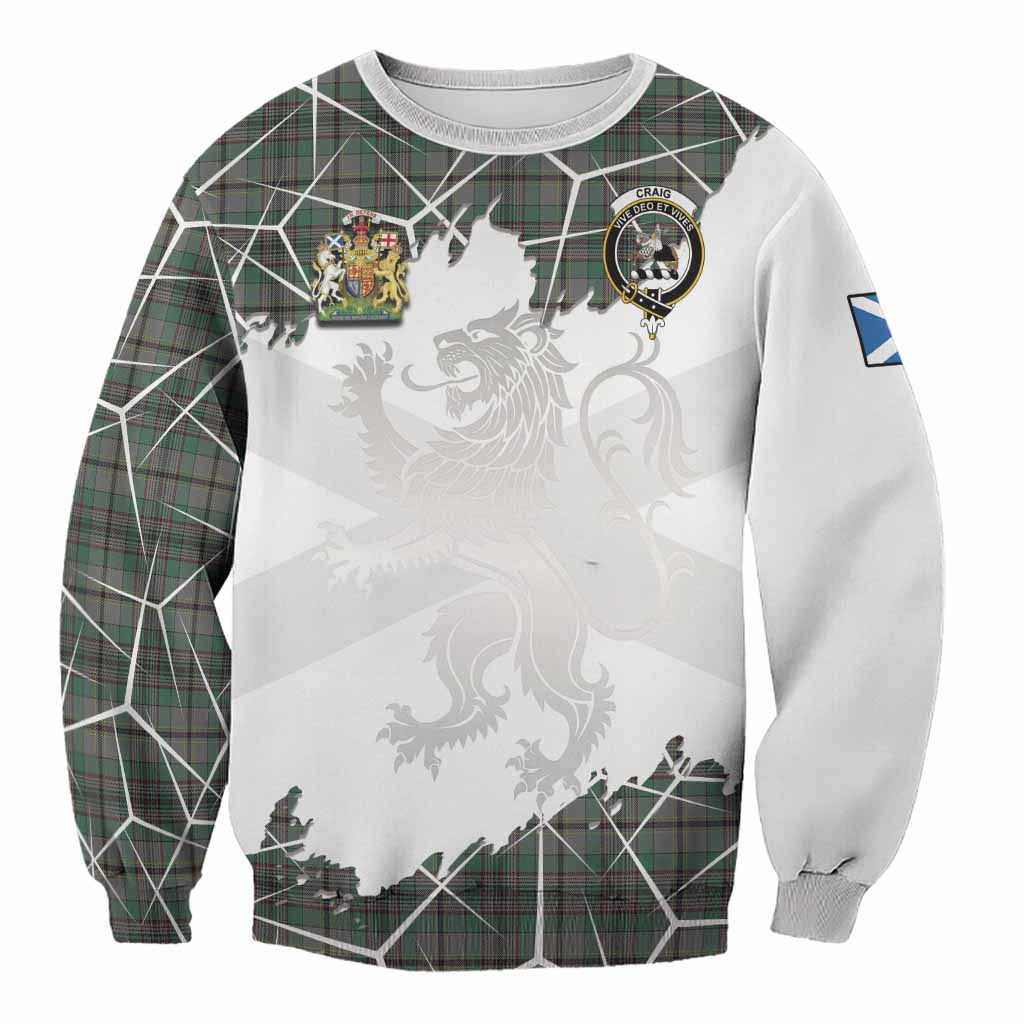 Craig Tartan Sweatshirt with Family Crest and Lion Rampant Grunge Style