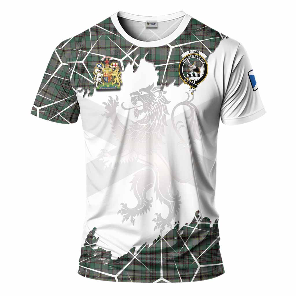 Craig Tartan T-Shirt with Family Crest and Lion Rampant Grunge Style