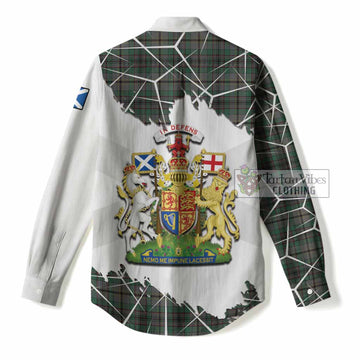Craig Tartan Women Casual Shirt with Family Crest and Lion Rampant Grunge Style