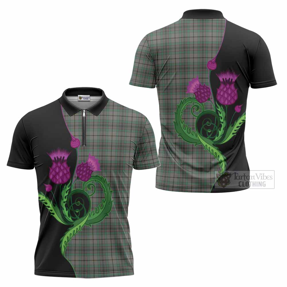Craig Tartan Zipper Polo Shirt Traditional Scottish Thistle