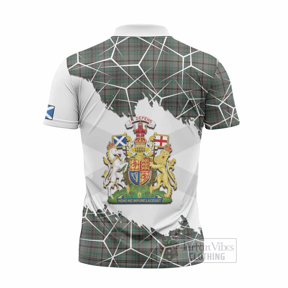 Craig Tartan Zipper Polo Shirt with Family Crest and Lion Rampant Grunge Style
