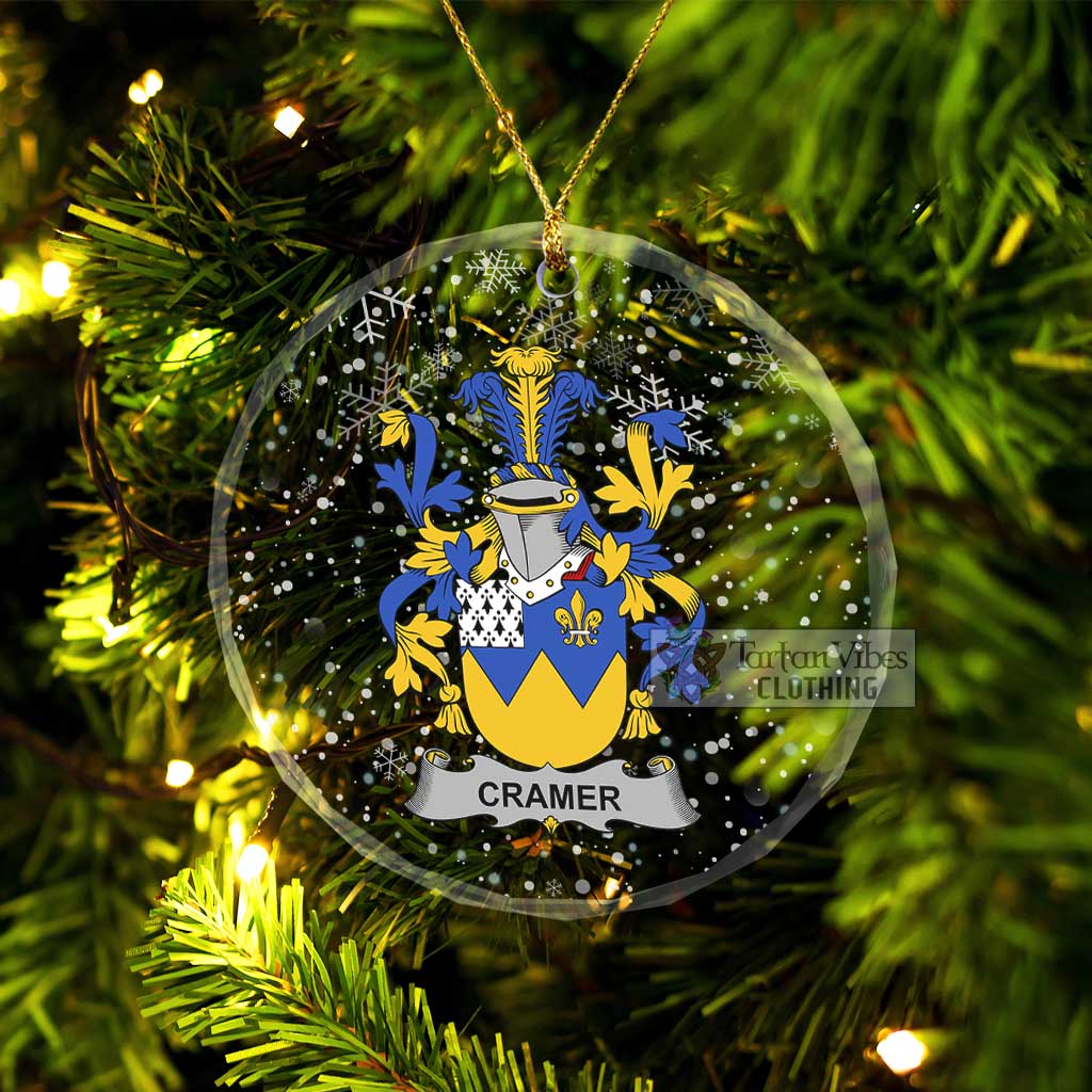 Cramer Irish Clan Christmas Glass Ornament with Coat of Arms Transparent Glass Circle - 2D-tartanvibesclothing