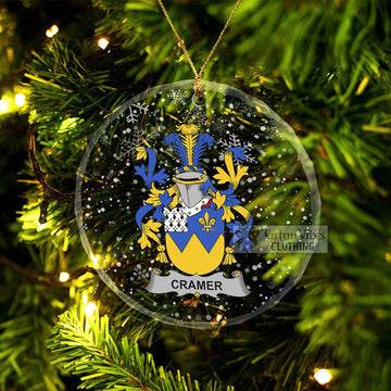 Tartan Vibes Clothing Cramer Irish Clan Christmas Glass Ornament with Coat of Arms
