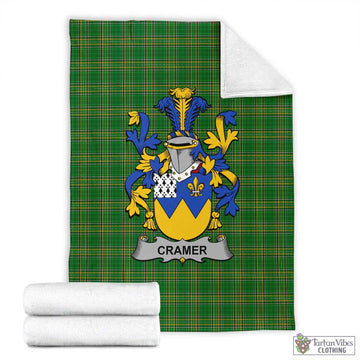 Tartan Vibes Clothing Cramer Irish Clan Tartan Blanket with Coat of Arms