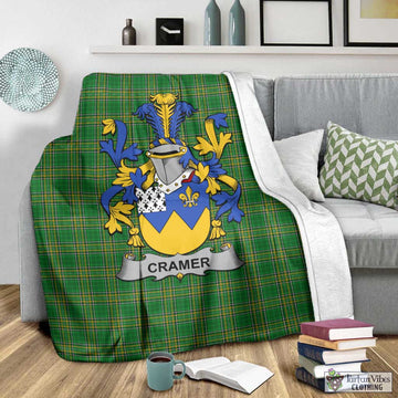 Tartan Vibes Clothing Cramer Irish Clan Tartan Blanket with Coat of Arms