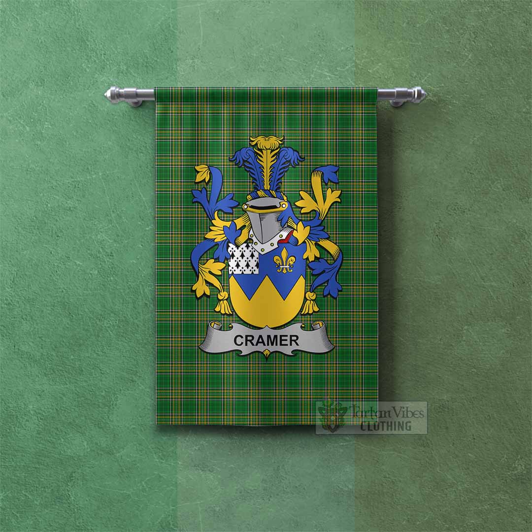 Cramer Irish Clan Tartan Gonfalon, Tartan Banner with Coat of Arms Rectangle - Tartan Vibes Clothing