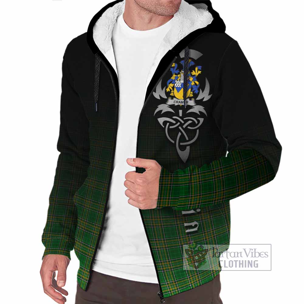 Tartan Vibes Clothing Cramer Irish Clan Sherpa Hoodie with Coat of Arms Erin Go Bragh Celtic Inspired